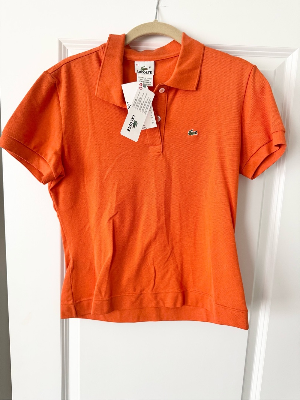 NWT Lacoste Orange Short Sleeve Polo with Crocodile Patch